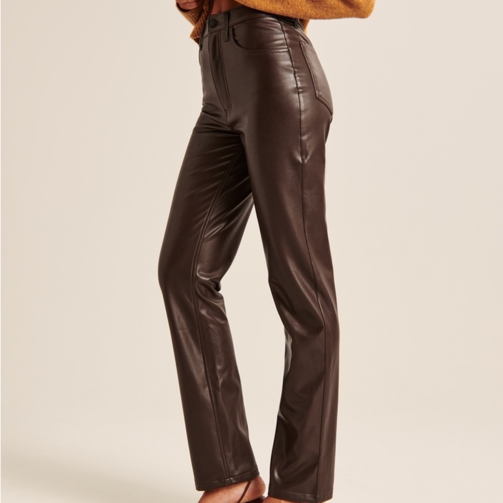 Brown Vegan Leather Pants